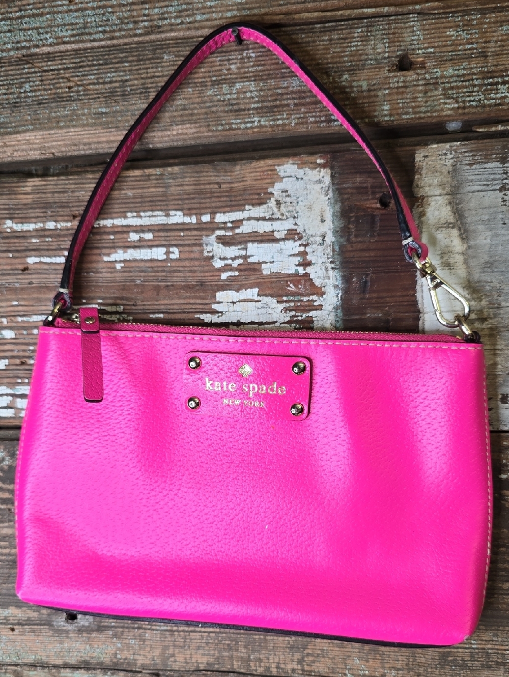kate spade New York Wellesley Hot Pink Leather Wristlet